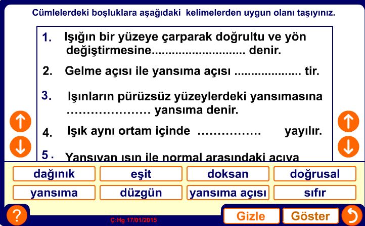 Cmledeki boluklar doldurma etkinlii