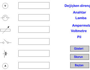 Elektrik devre elemanlar eletirme oyunu