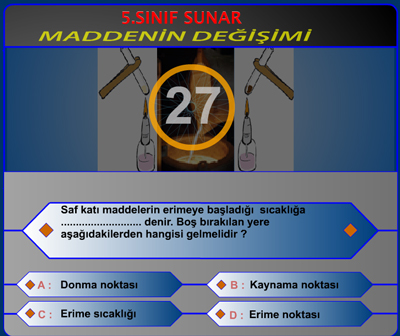 5. Snf Maddenin Ayrt edici zellikleri etkileimli Kim 100 Puan ster Yarmas   etkinlii