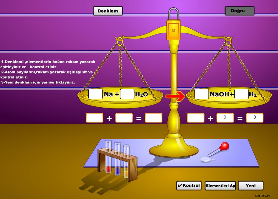 Kimyasal denklemlerin ve atom saylarnn eitlenmesi