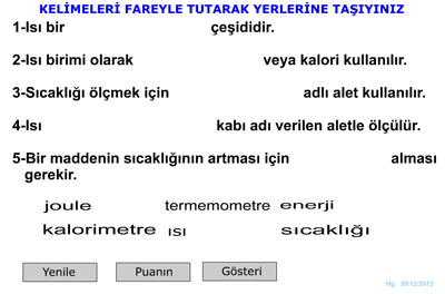 5. Snf s ve zellikleri etkileimli Boluk Doldurma etkinlii